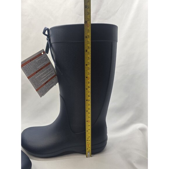 Crocs Freesail Tall Rain Boots Womens SZ 6 Navy Blue Rubber Pull On Lightweight - Picture 3 of 10